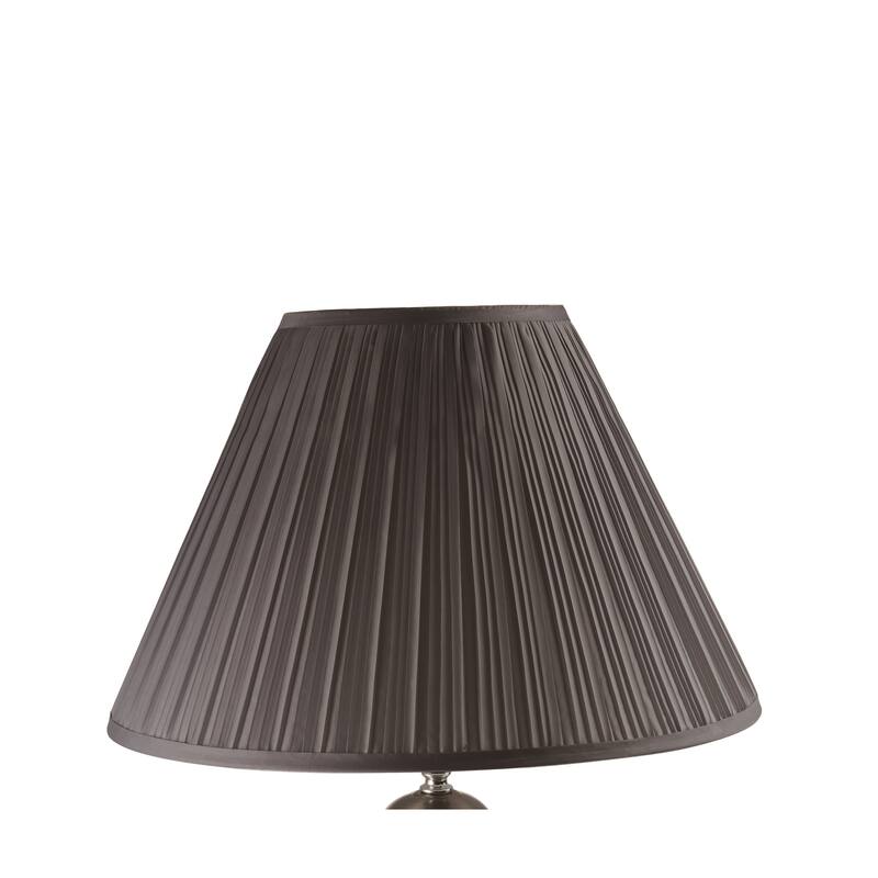 1pc Elegant Crafted Table Lamp Glossy Gray Base Contrasting Metallic Details Pleated Shade Modern Look Porcelain Rotary Switch