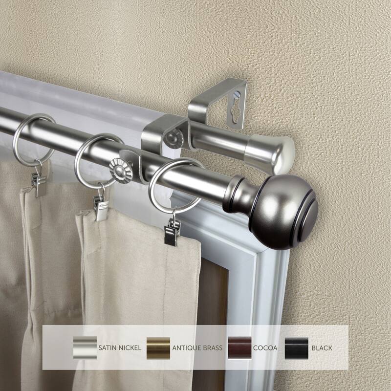 InStyleDesign Vesper Adjustable Double Curtain Rod 13/16 inch dia. - 120 to 170 inches - Satin Nickel