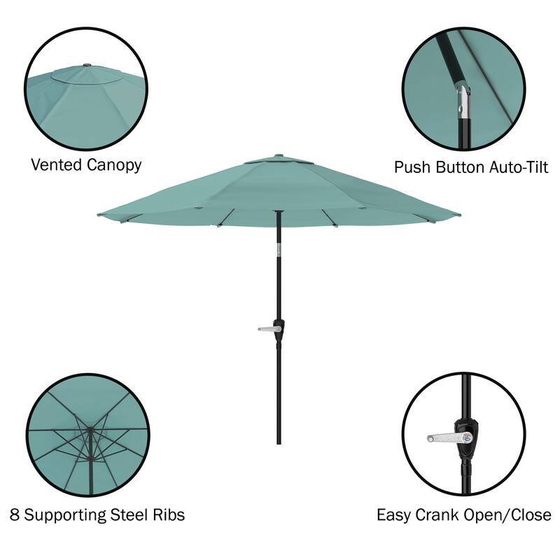 Pure Garden 10-Foot Outdoor Patio Umbrella with Auto-Tilt and Base