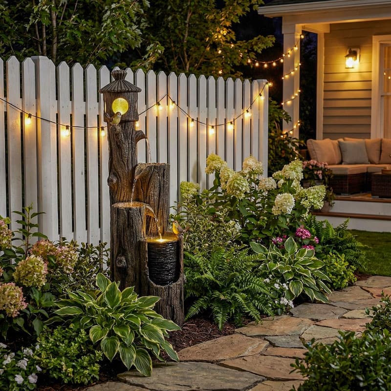 Outdoor 3 Tier Bird and Birdhouse Fountain with ETL Auto Protection