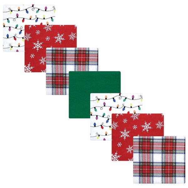 slide 1 of 1, Hudson Baby Unisex Baby Cotton Flannel Receiving Blankets Bundle, White Tartan, One Size - White Tartan - One Size One Size - White Tartan