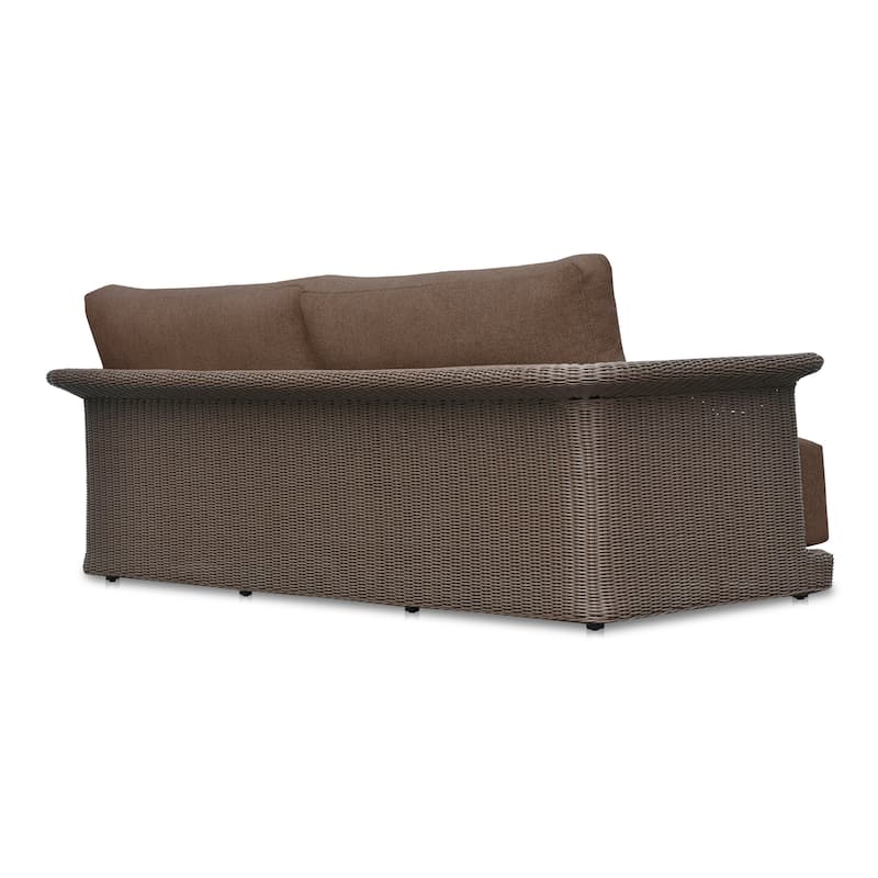 NADAAL STUDIOS Aralina Outdoor Sofa, Curved Windowpane Frame, 3-Seater, Brown Stripe Upholstery