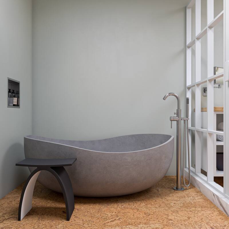 ALFI brand 63" Solid Concrete Gray Matte Oval Bathtub