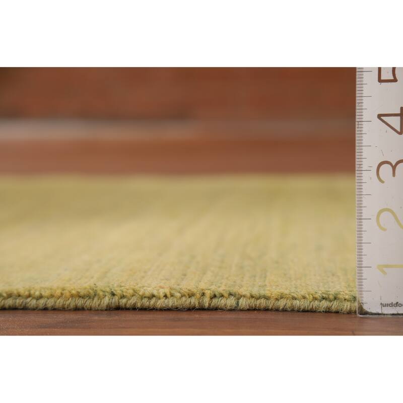 Yellow & Green Gabbeh Oriental Foyer Rug Hand-Knotted Wool Carpet - 3'4"x 4'11"