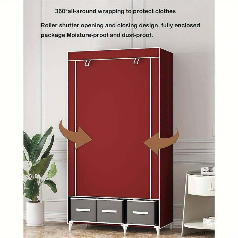Mobile Closet Organizer with Removable Shelves Rod,Rolling Wardrobe