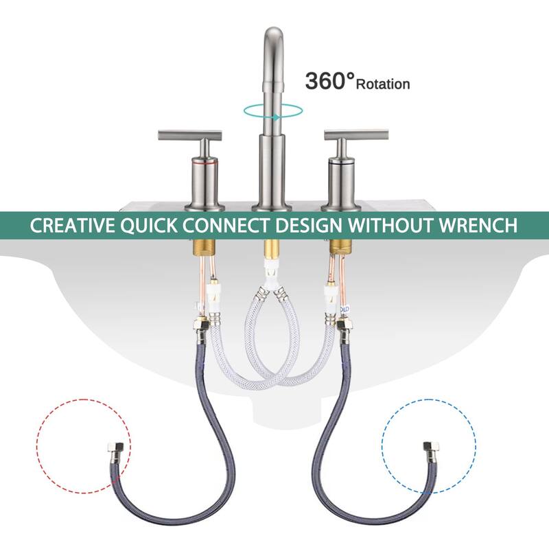 3 Holes Bathroom Sink Faucet With Drain Assembly 8 Inch Widespread