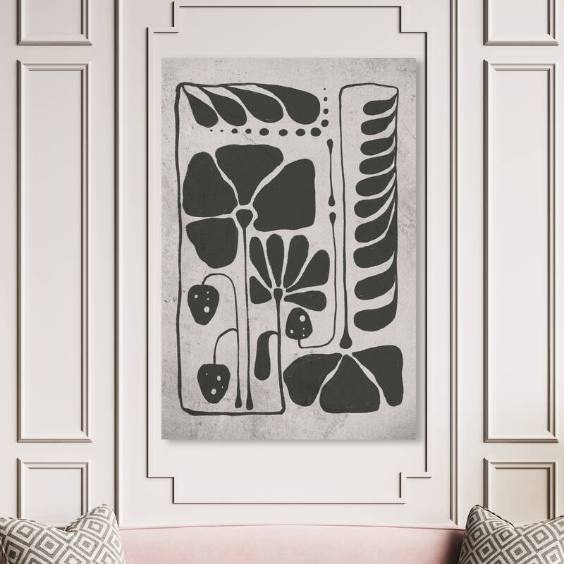 Wynwood Studio Canvas Floral and Botanical Abstract Floral Black and Bohemian & Eclectic Wall Art Canvas Print - 54 x 36
