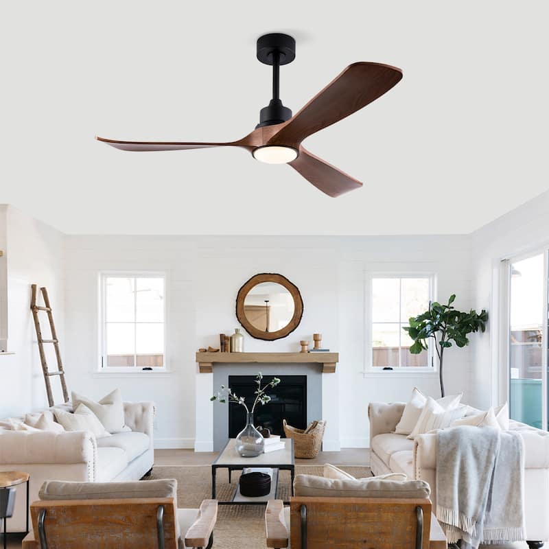 52 Inch Modern Ceiling Fan With 3 Color Dimmable 3 ABS Blades Remote Control Reversible DC Motor With Led Light