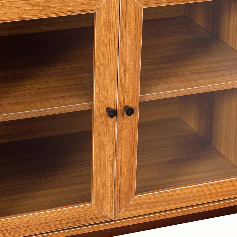 Modern L-shaped Executive Desk with delicate tempered glass Cabinet Storage