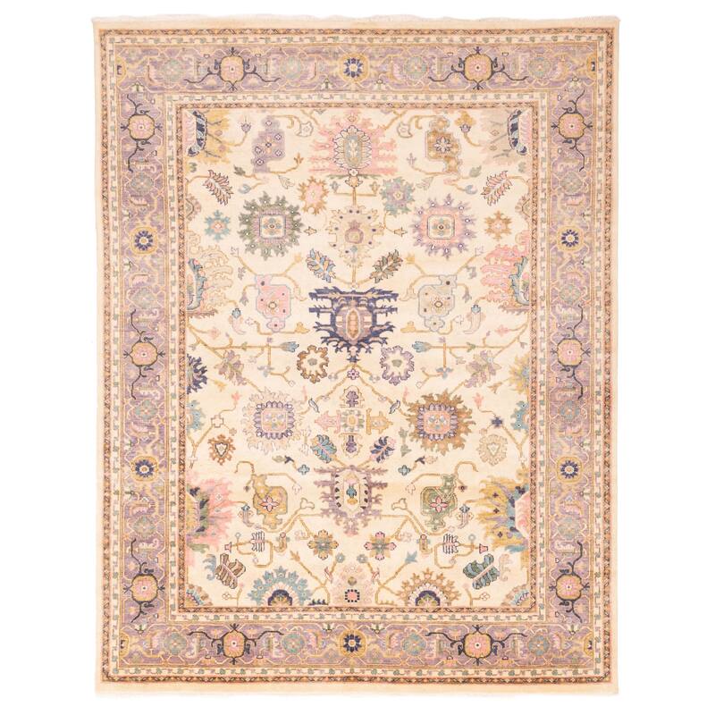 ECARPETGALLERY Hand-knotted Modern Oushak Cream Wool Rug - 7'11 x 10'0