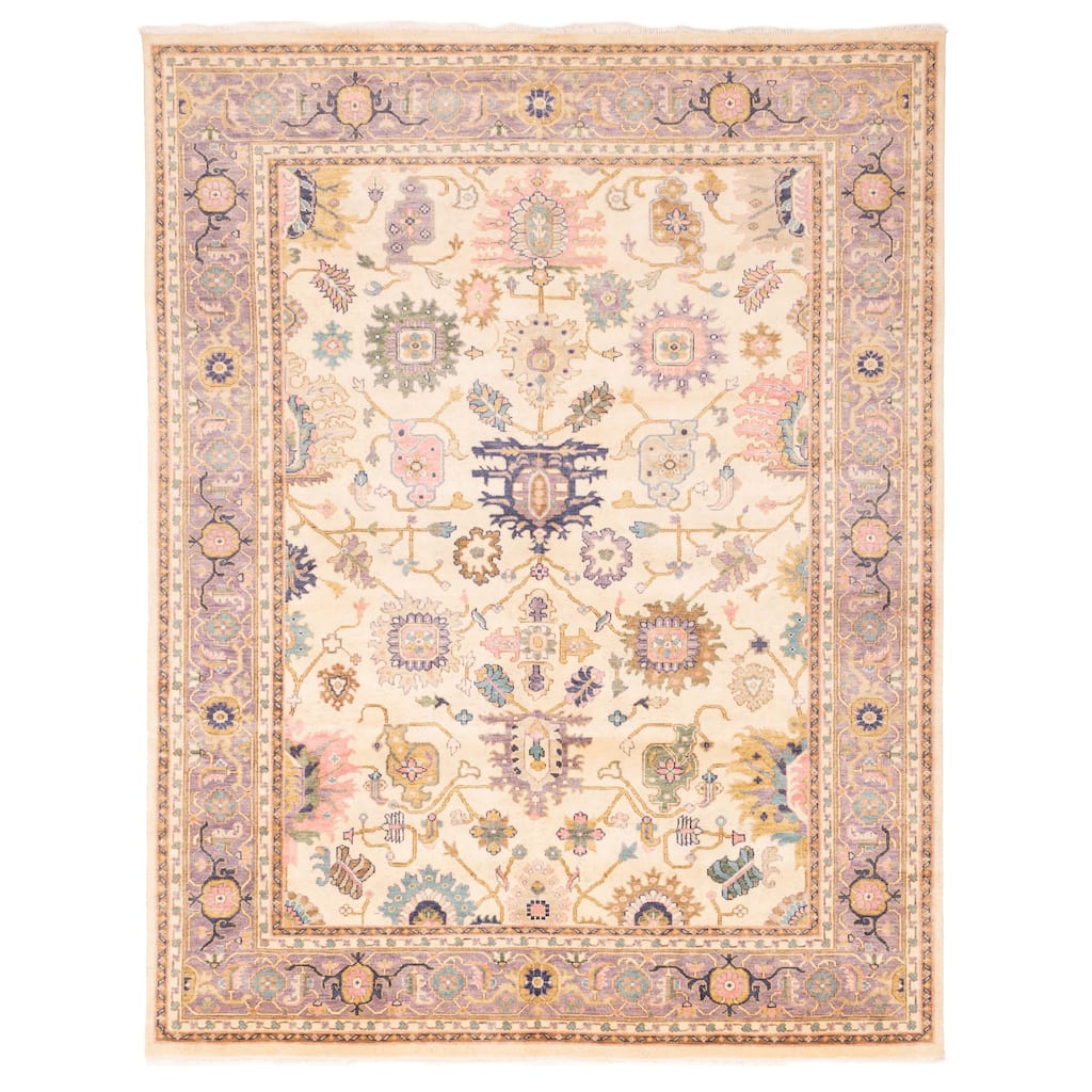 ECARPETGALLERY Hand-knotted Modern Oushak Cream Wool Rug - 7'11 x 10'0