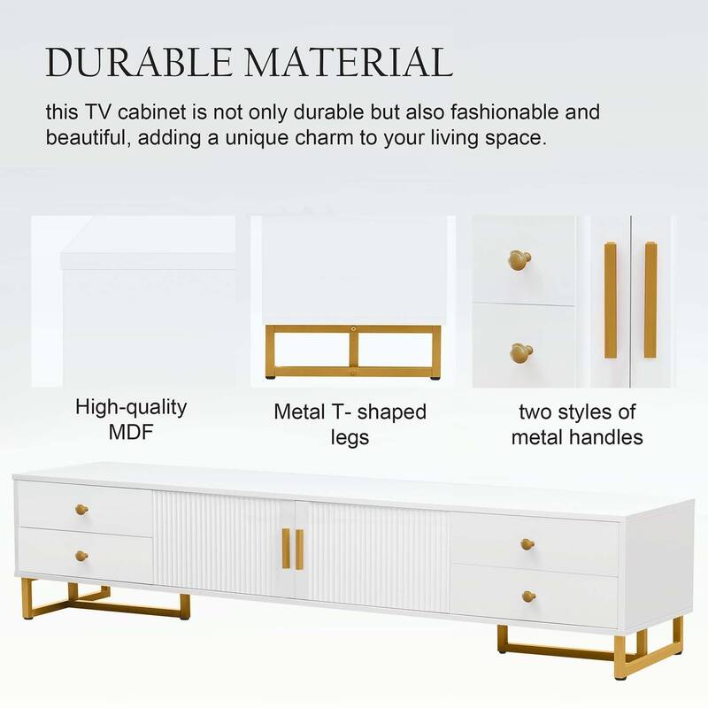TV Stand for 65+ Inch TVs,Modern Entertainment Center with Storage and Cable Management