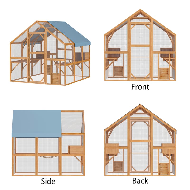 Large Outdoor Cat Enclosures with Houses, Bridges, Walks&UV Proof