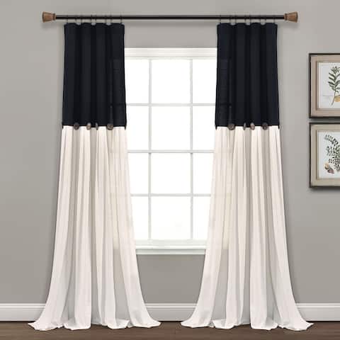 Lush Decor Linen Button Single Panel Window Curtain