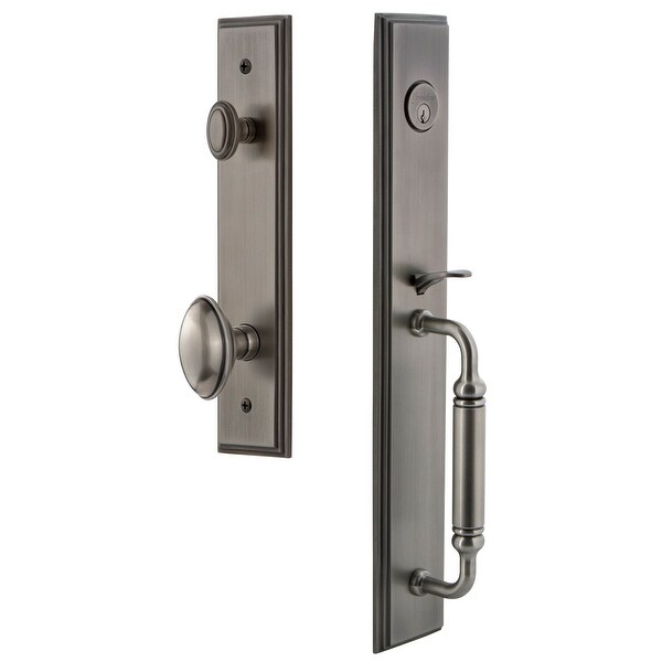 Grandeur CARCGREDN_ESETD_NA Carre Solid Brass Rose Dummy Full Plate 'C' Grip Handleset with Eden Prairie Knob