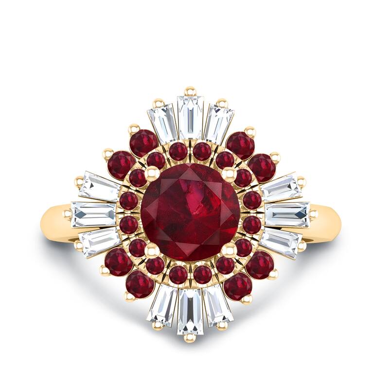 Auriya 1 1/3ct Red Ruby and Diamond Ballerina Engagement Ring 3/8ctw 14k Gold