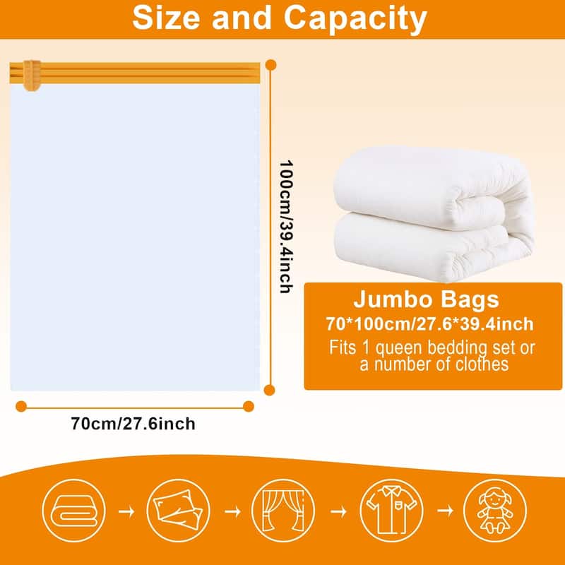 AGPtEK 10 Pcs Vacuum Storage Bags for Clothes, Blankets, Comforters