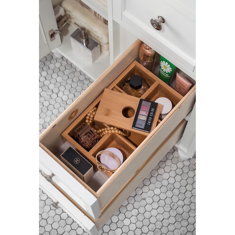 James Martin Vanities Copper Cove Encore 86" Double Vanity Set with Makeup Table, Bright White