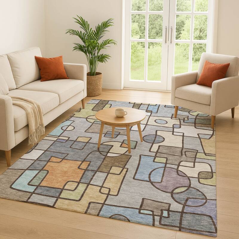 Machine Washable Indoor/ Outdoor Contemporary Prenner Chantille Rug