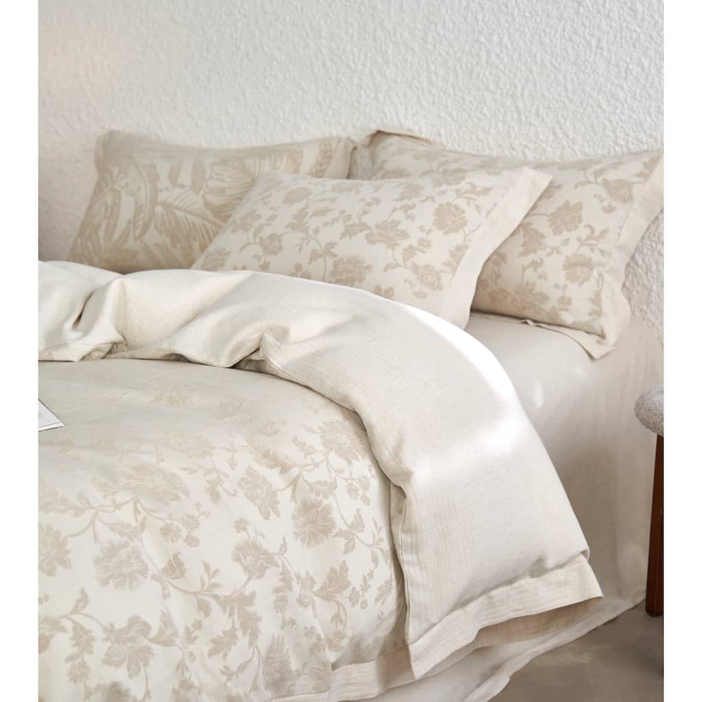 Evonne Pure Linen Jacquard Duvet Cover Set -Top Grade & Natural