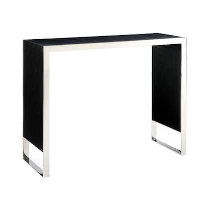 Wooden U Shaped Bar Table with Stainless Steel Frame, Black