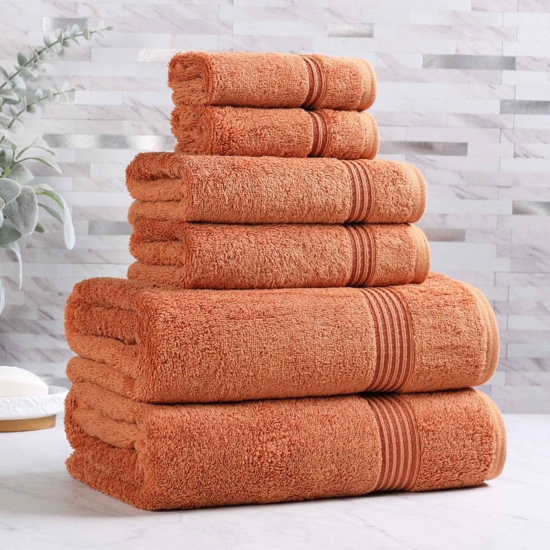 Superior Heritage Egyptian Cotton Absorbent 6-Piece Towel Set - 6-Piece - Caramel Brown