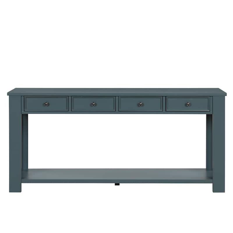 Wood Console Table, Side Table Entryway Table with 4 Drawers & 1 Shelf