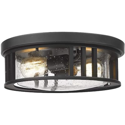 2-Light Flush Mount Ceiling Light with Seeded Glass