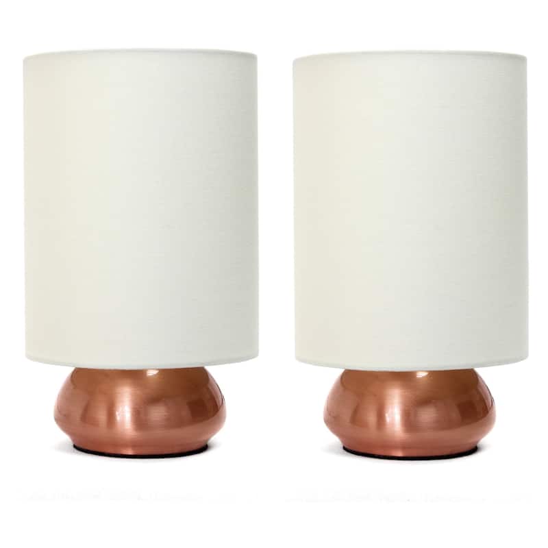 Porch & Den Roseman Mini Lamp with Touch Base and Fabric Shade (Set of 2) - Cream