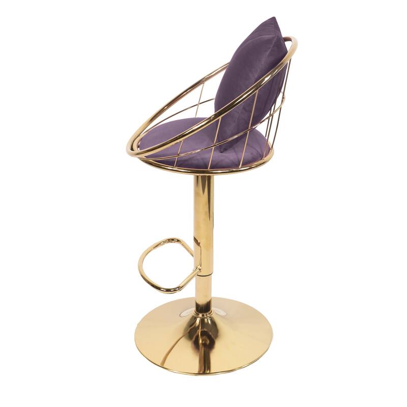 Velvet Bar Chair, 360 Degree Rotation Adjustable Counter Chair Set of 2