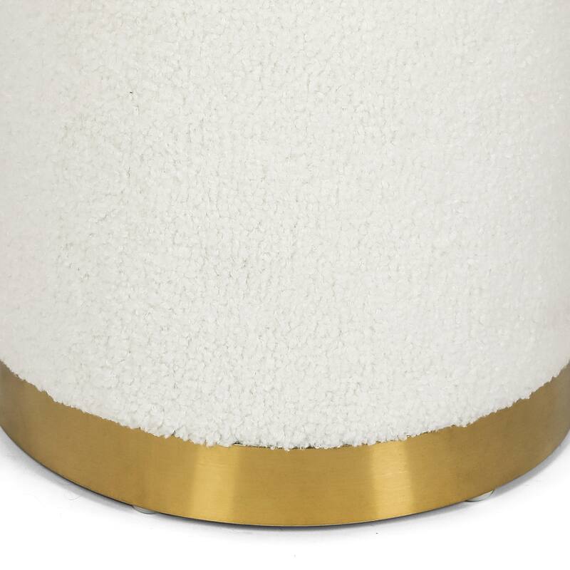 Adeco Velvet Round Storage Stool Gold Plating Base Storage Ottoman