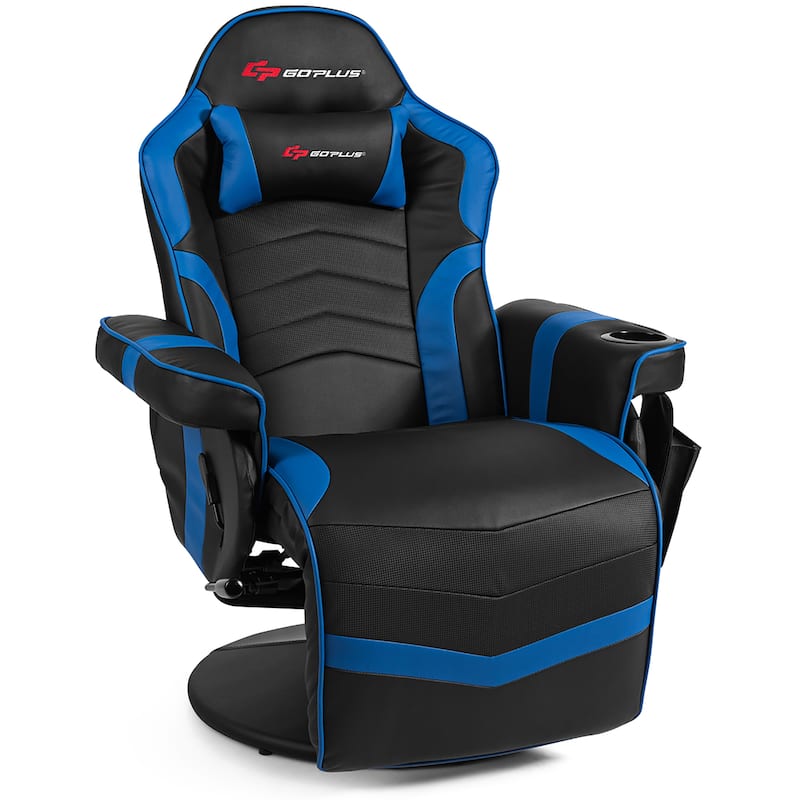Massage Gaming Chair Racing Style Gaming Recliner - Blue