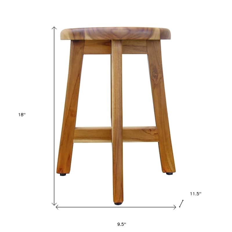 HomeRoots 13" Round Compact Teak Chair in Natural Finish