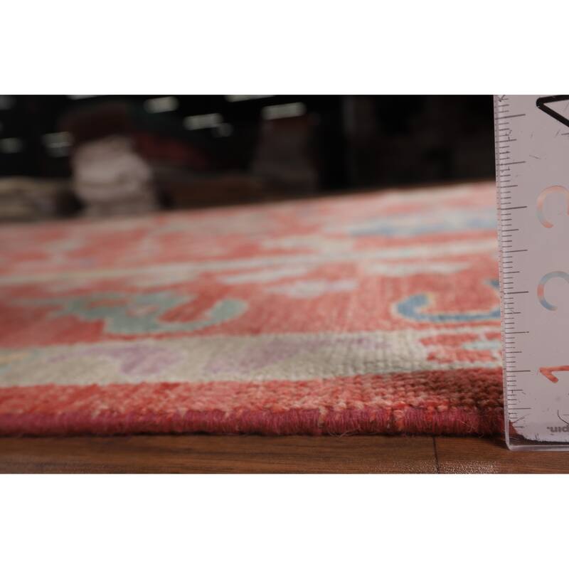 All-Over Orange Oushak Vegetable Dye Area Rug Handmade Wool Carpet - 8'11"x 11'8"