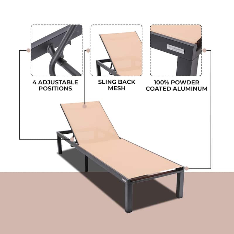 Marlin Outdoor Chaise Lounge Chair - Stackable Adjustable Recliner Sun Lounger for Pool, Beach, Patio, or Backyard