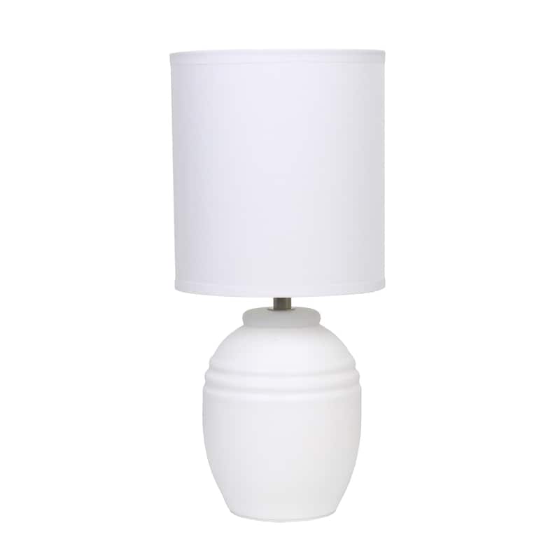 Ceramic Mini Jar Table Lamp with Fabric Drum Shade for Bedroom, Living Room - 6 x 6 x 13 in. (L x W x H) - Off White