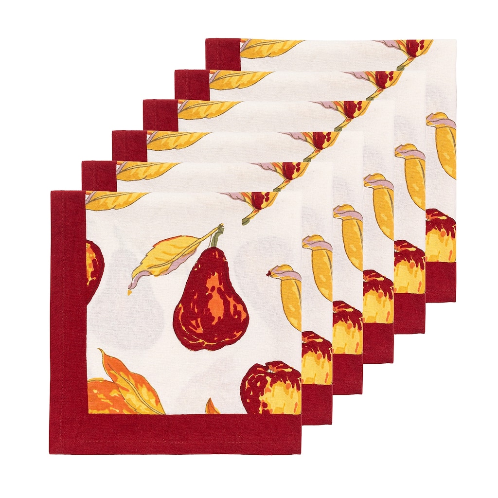 Couleur Nature Orchard Pear Napkins - Burgundy - 19" x 19" - Set of 6 - 19 x 19