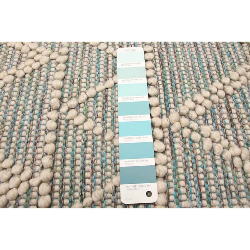 ECARPETGALLERY Braid weave Sienna Turquoise Wool Rug - 4'11 x 7'10
