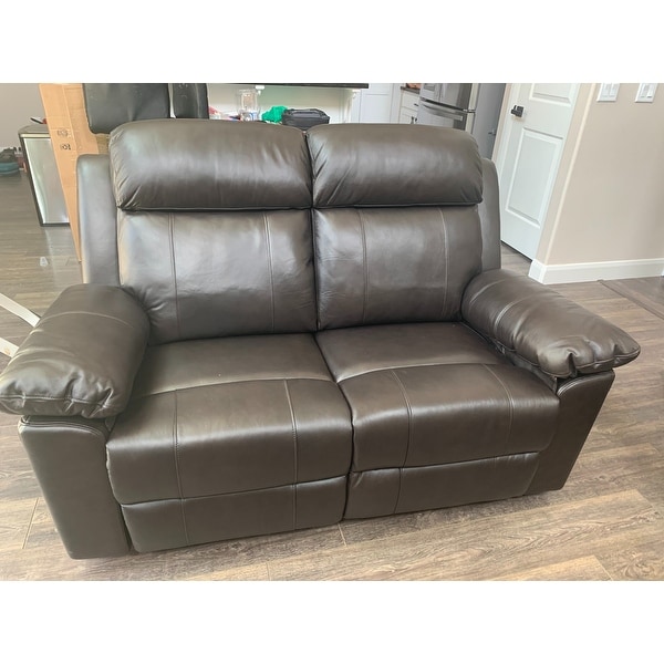 Abbyson braylen brown top grain leather reclining loveseat sale
