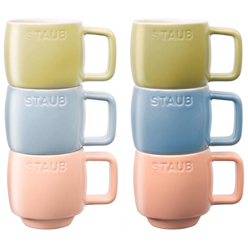 Staub Ceramic Dinnerware 6-pc 3.5 oz. Espresso Cups - Macaron Pastels - Macaron - 6 Piece - 6-pc