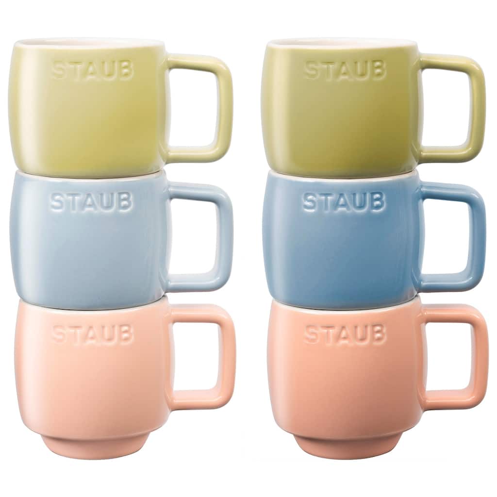 Staub Ceramic Dinnerware 6-pc 3.5 oz. Espresso Cups - Macaron Pastels