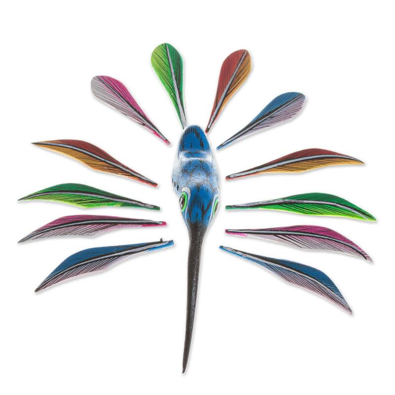 Novica Handmade Hummingbirds Delight Wood Alebrije Sculpture