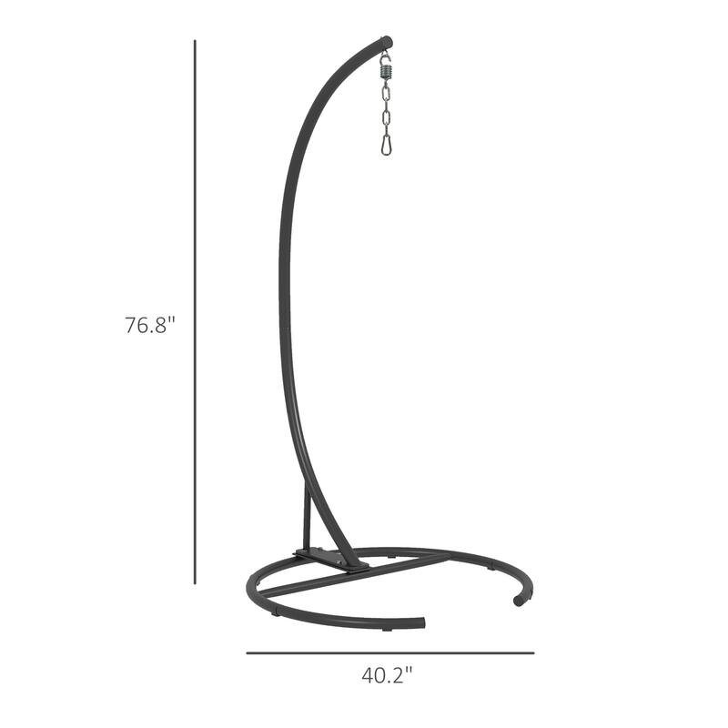 Outsunny Hanging Hammock Chair Stand with Round Base, C Hanging Stand Frame for Hammock Chair, Egg Cahir