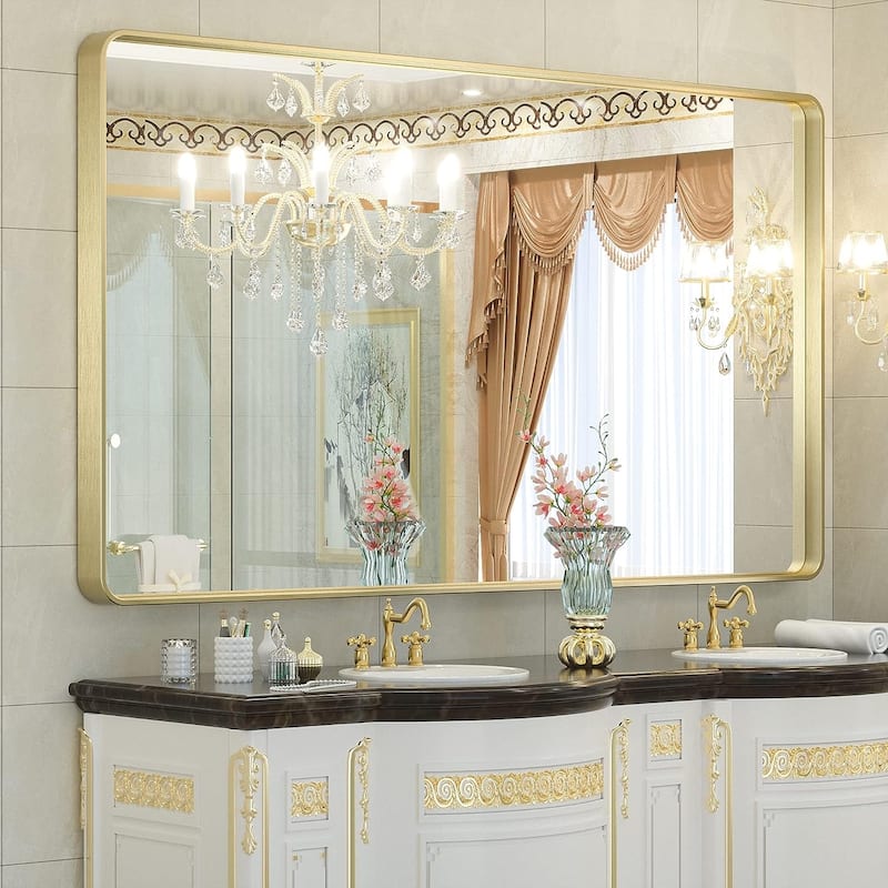 TETOTE Modern Bathroom Vanity Mirror Metal Frame Wall Mounted