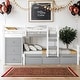 preview thumbnail 1 of 13, Grey Pine Wood Twin over Twin Loft Bunk Bed with Drawers and Ladder,Kids Bed Design Grey