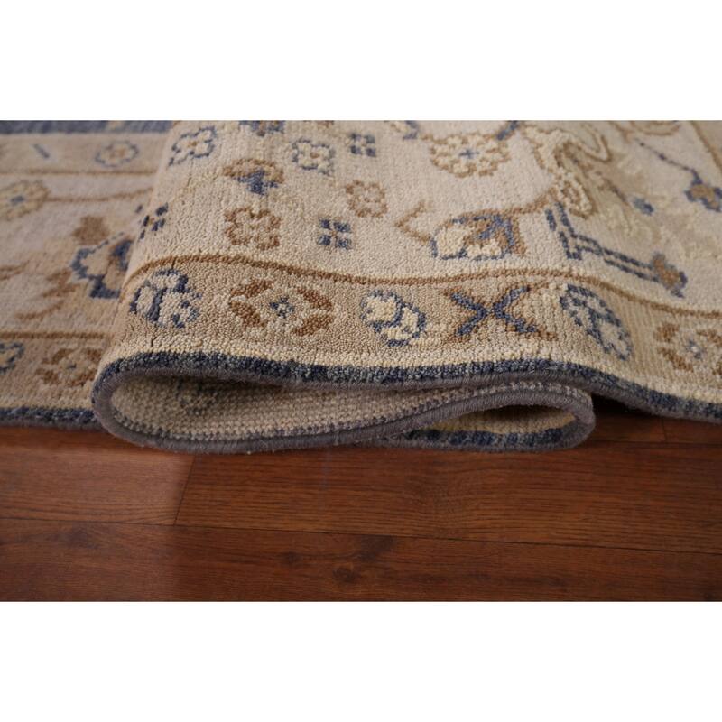 Blue Oushak Indian Area Rug Hand-Knotted Wool Carpet - 8'0"x 9'9"