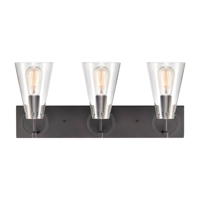 Elk Home Gabby Matte Black With Clear Glass 3 Light Vanity Light