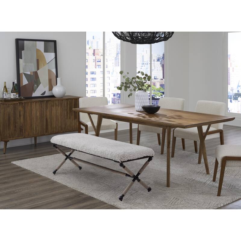 Martingale Ivory Upholstered Bouclé Double Bench