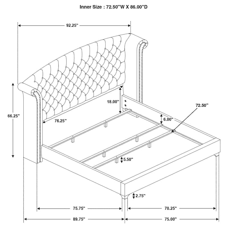 Melody Modern Classic Upholstered Wingback Bed