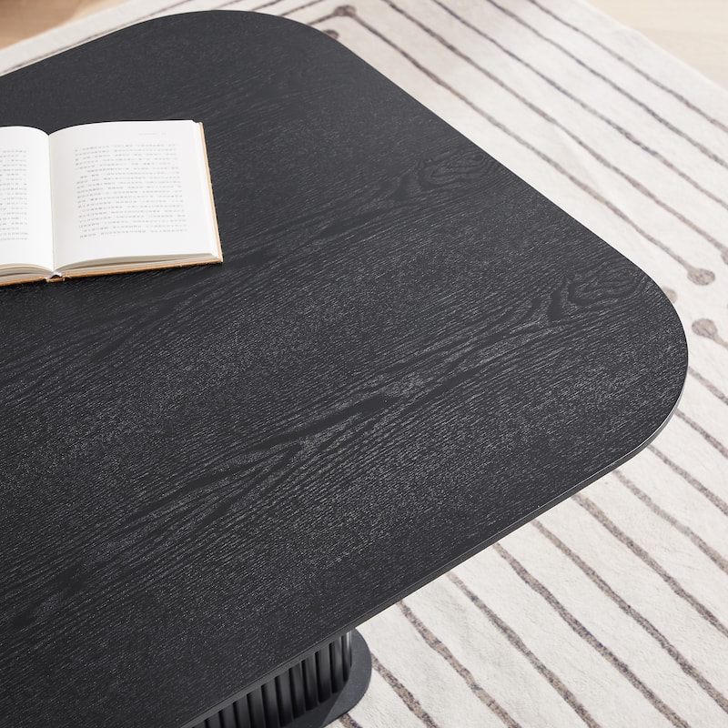 Modern Coffee Table Simple Coffee Table Stylish Coffee Table with Walnut Table Top and Black Table Legs, for Living Room